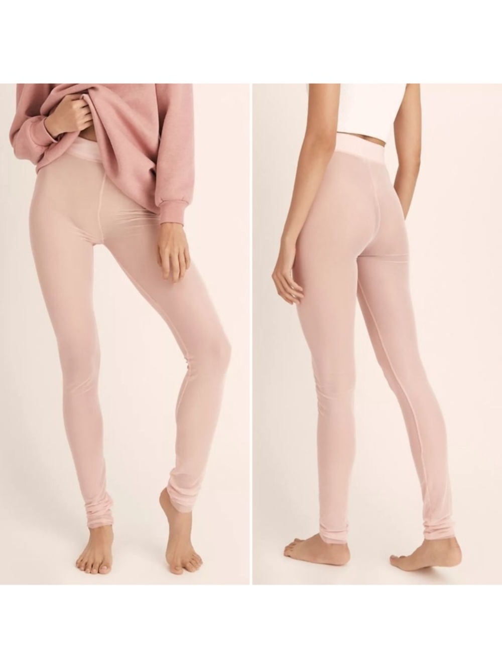 NWOT FREE PEOPLE Intimately Free Make It Happen Mesh Leggings Pink XS